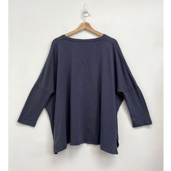 Mersea Catalina Slub Cotton Tee Oversized Boxy Coastal Side Slits 3/4 Sleeve OS - Picture 4 of 11